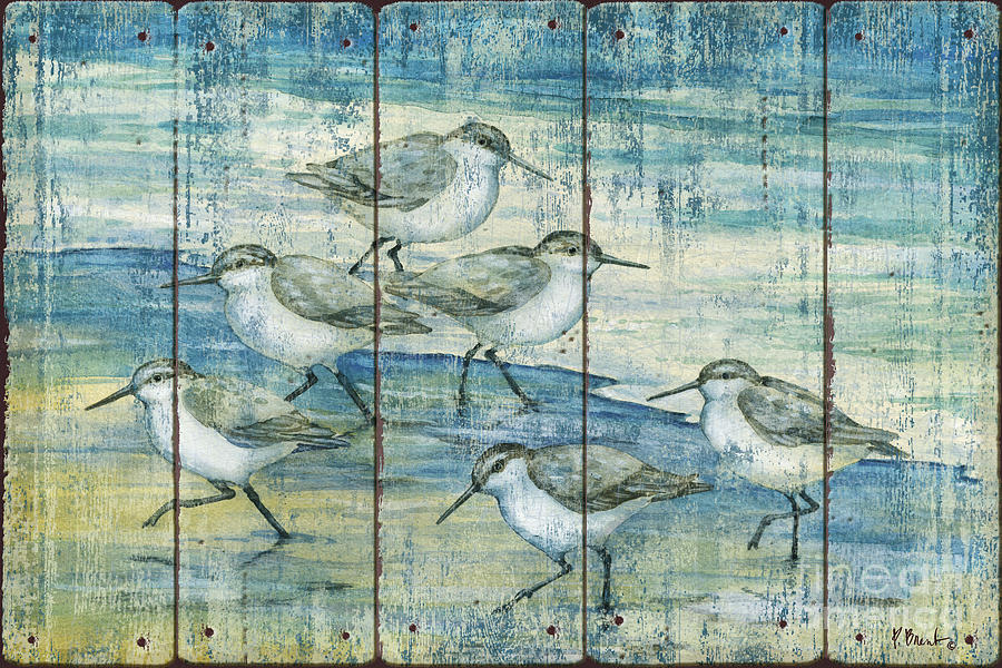 Bird Painting - Surfside Sandpipers - Distressed by Paul Brent
