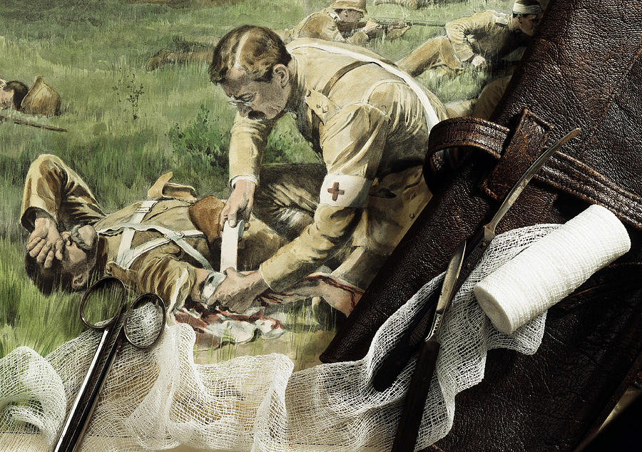 Surgery On The Battlefield, Historical Painting by Brooks/brown