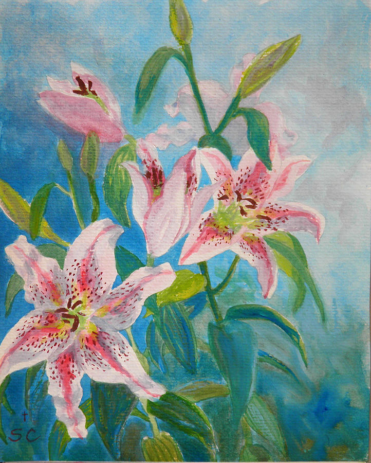 Surprise Star Lillies Painting by Sharon Casavant