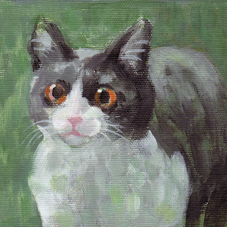 Surprised Cat Painting by Kazumi Whitemoon