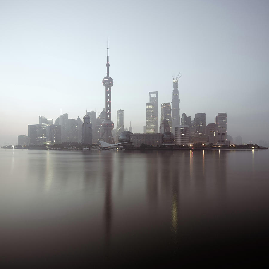 Surreal Cityscape Of Pudong Shanghai Photograph by Spreephoto.de