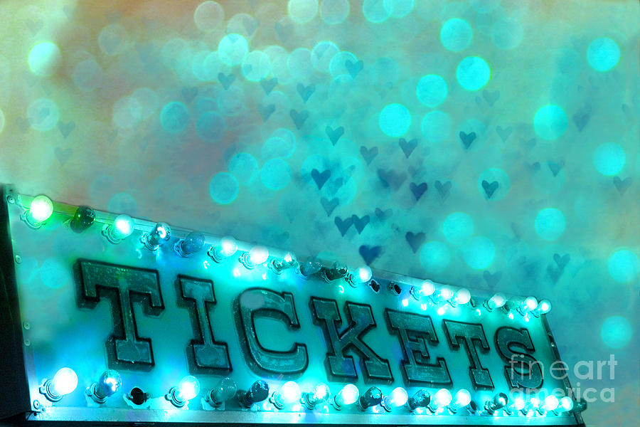 Surreal Dreamy Carnival Festival Fair Aqua Teal Blue Ticket Booth - Whimsical Fantasy Carnival Art  Photograph by Kathy Fornal