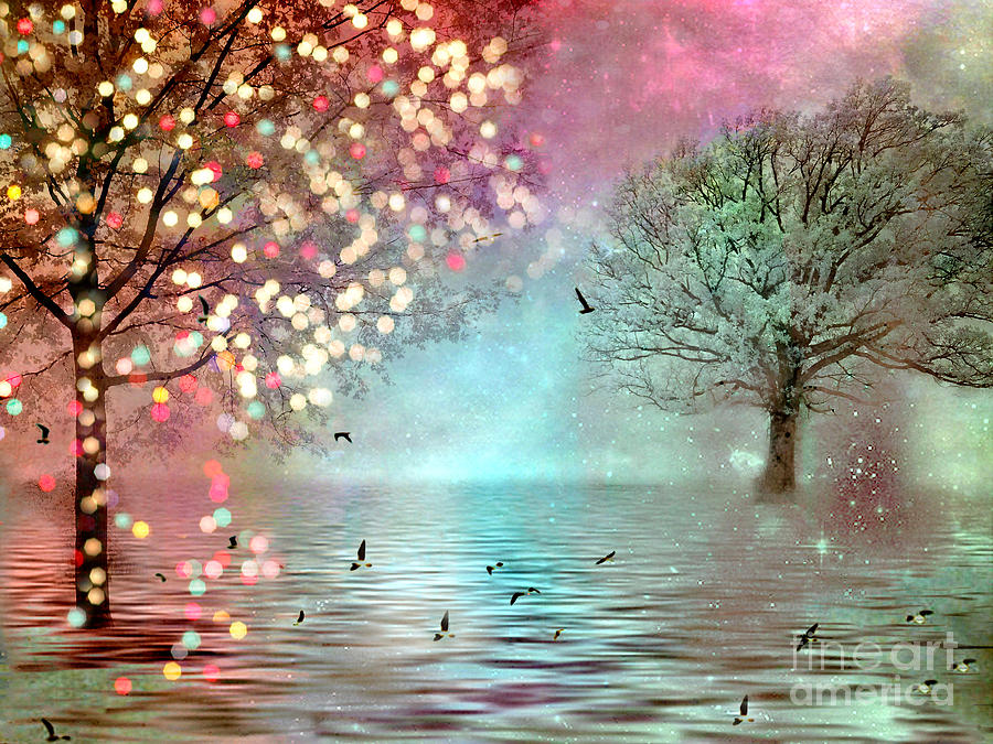 Fairytale Fantasy Trees Surreal Dreamy Twinkling Sparkling Fantasy Nature Trees Home Decor Photograph by Kathy Fornal