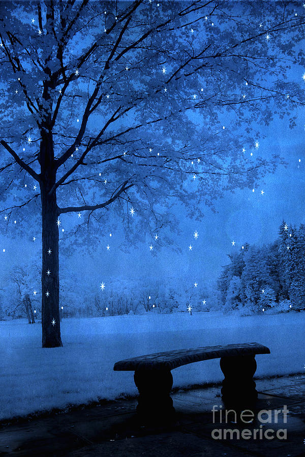 Surreal Fantasy Winter Blue Tree Snow Landscape Photograph by Kathy Fornal