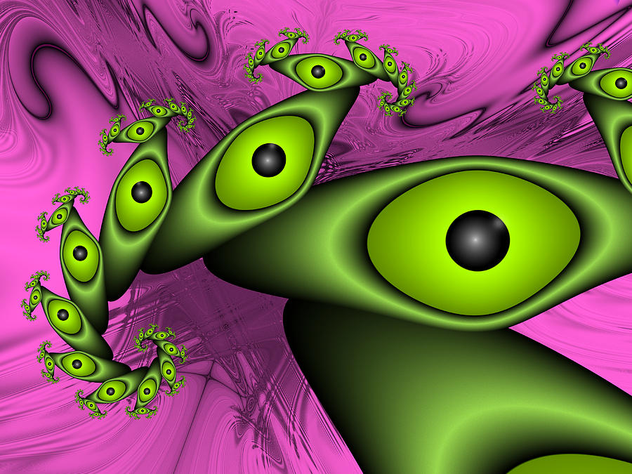 Surreal Green Eyes Fractal Digital Art by Gabiw Art