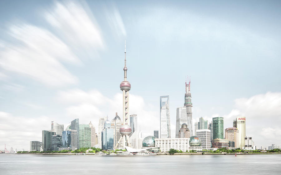 Surreal Panorama Of Shanghai Skyline Photograph by Spreephoto.de