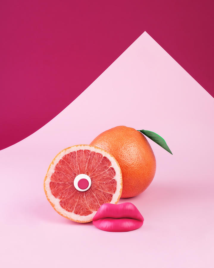 Surrealism Photograph - Surreal Pink Grapefruit With Eye And by Juj Winn