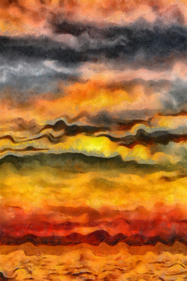 Sunset Painting - Surreal Sunset by Michelle Calkins