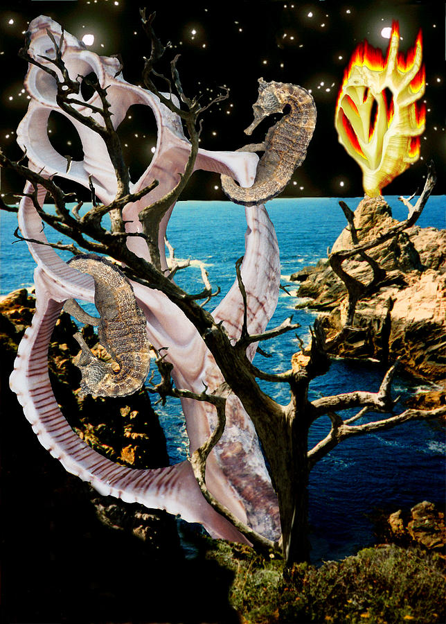 Seahorse Digital Art - Surrealist Seascape by Lisa Yount