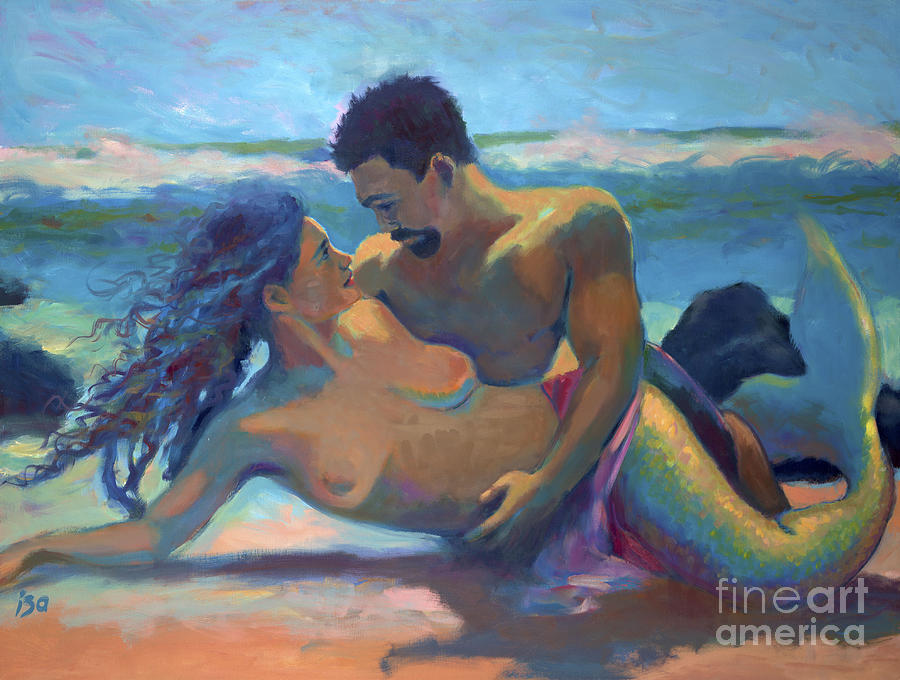 Mermaid Painting - Surrender by Isa Maria Mermaid Painting - Surrender by Isa Maria