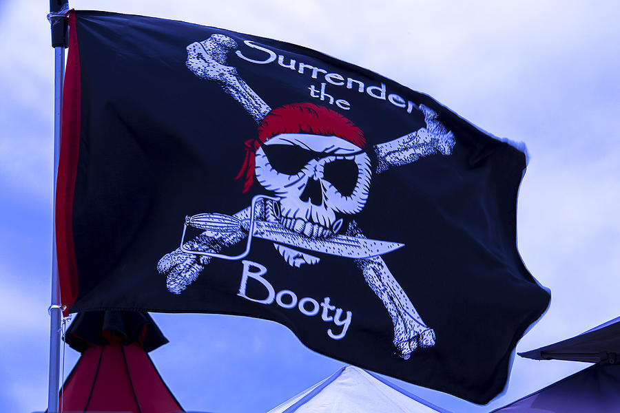 Surrender The Booty Photograph - Surrender The Booty Pirate Flag by Garry Gay