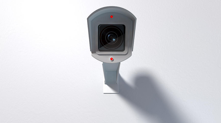 Surveillance Camera On White Digital Art