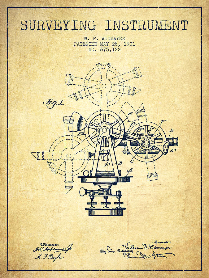 Surveying Instrument Patent from 1901 - Vintage Digital Art by Aged Pixel Surveying Instrument Patent from 1901 - Vintage Digital Art by Aged Pixel