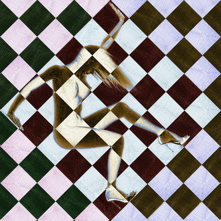 Feng Shui Survive Nude Woman Checkered 3 Painting by Tony Rubino