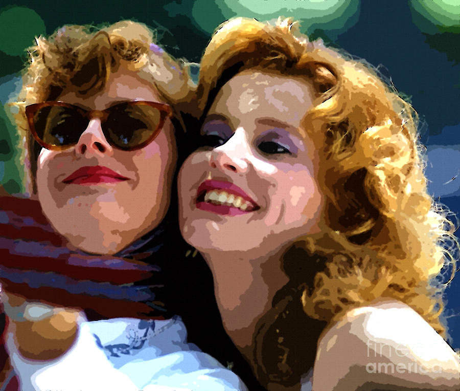 Susan Sarandon and Geena Davies Alias Thelma And Louis - Watercolor Photograph by Doc Braham