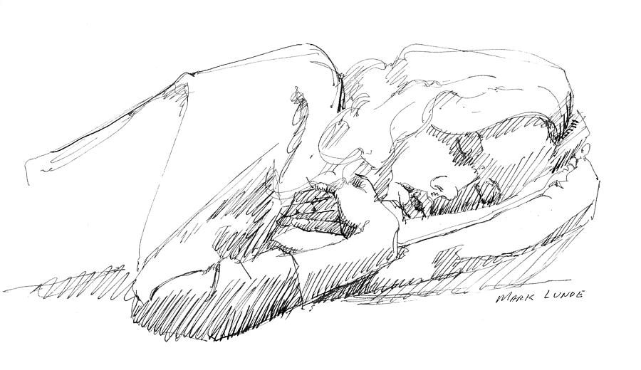 Susan Sleeping Drawing by Mark Lunde