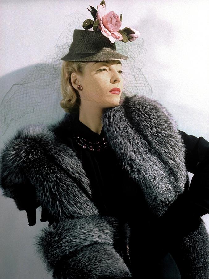 Susann Shaw Wearing A Postilion Hat Photograph by John Rawlings
