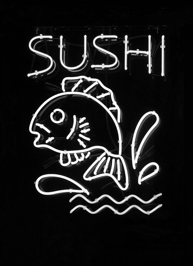 Black And White Photograph - Sushi in Black and White by Suzanne Gaff