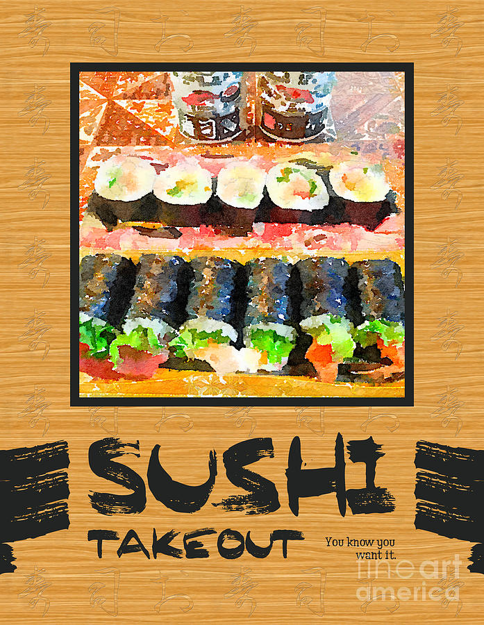 Sushi Takeout You Know You Want It Japanese Food Digital Art by Beverly Claire Kaiya