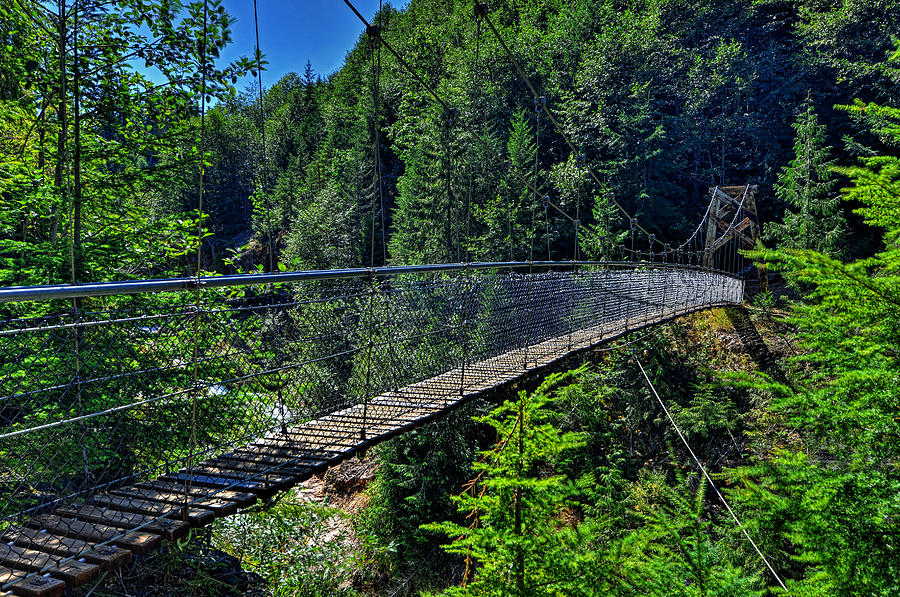 Suspension bridge over gorge Photograph by Jim Boardman