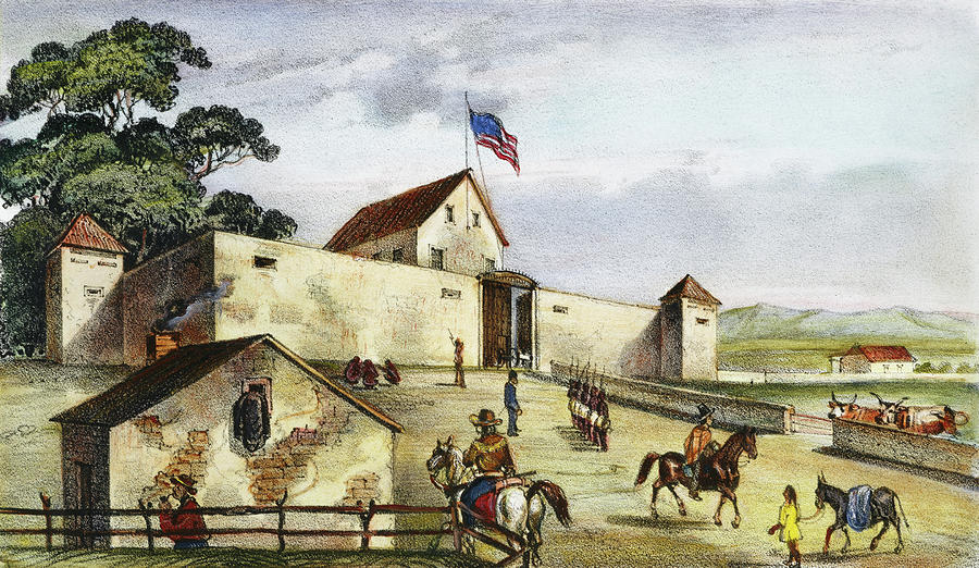 Sutters Fort, 1849 Painting by Granger