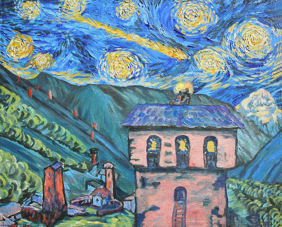 Svaneti Star Watchers I Painting by Anastasia Savage Ealy