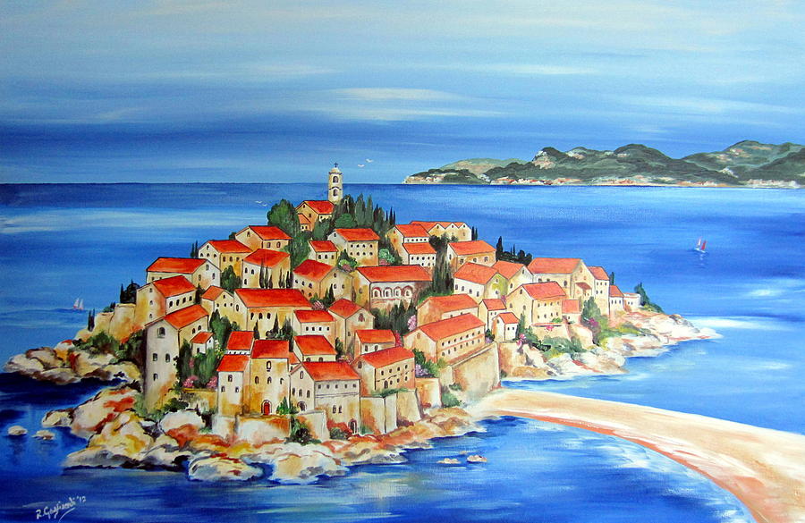 Sveti Stefan Montenegro Painting by Roberto Gagliardi