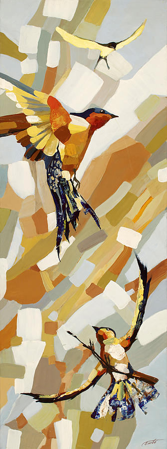 Bird Painting - Swallows by Egle Urbonaviciute