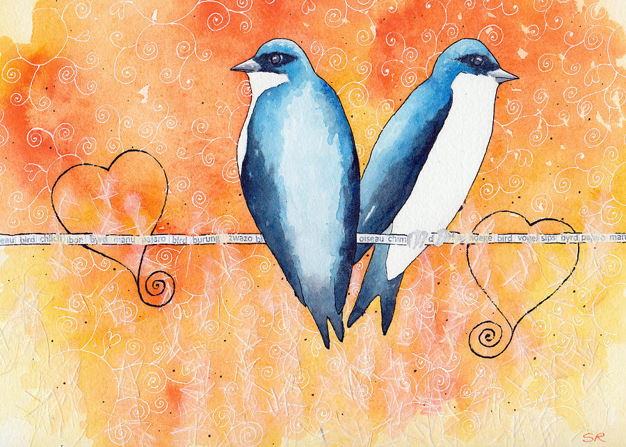 Bird Painting - Swallows by Sarah Rosedahl