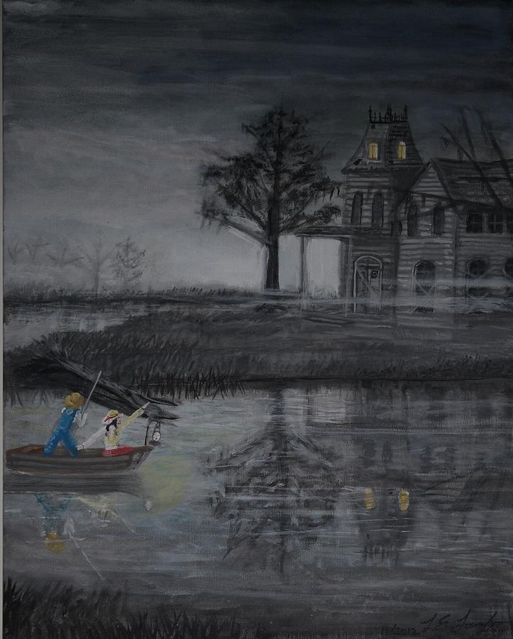 Landscape Painting - Swamp Gothic Published Original Art by Larry E Lamb