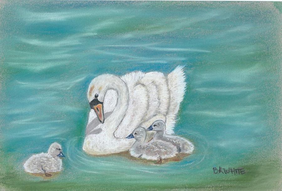Swan and Cygnets Painting by Brian White