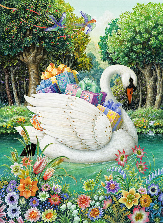 Swan Boat Painting by Lynn Bywaters