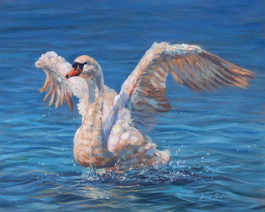 Swan Painting by David Stribbling