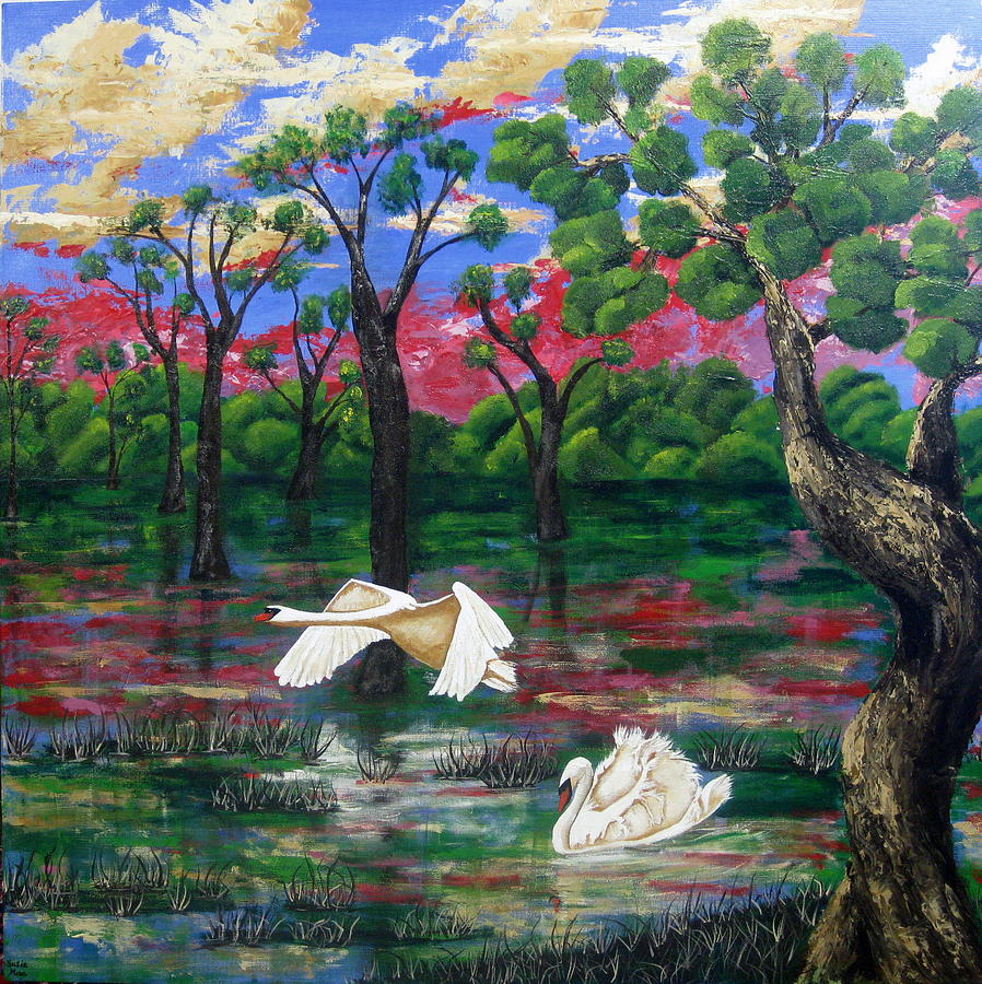 Tree Painting - Swan Heaven by Susan McLean Gray
