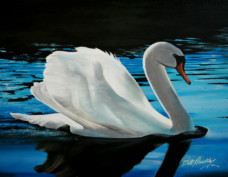 Swan Painting - Swan Lake by Bill Dunkley