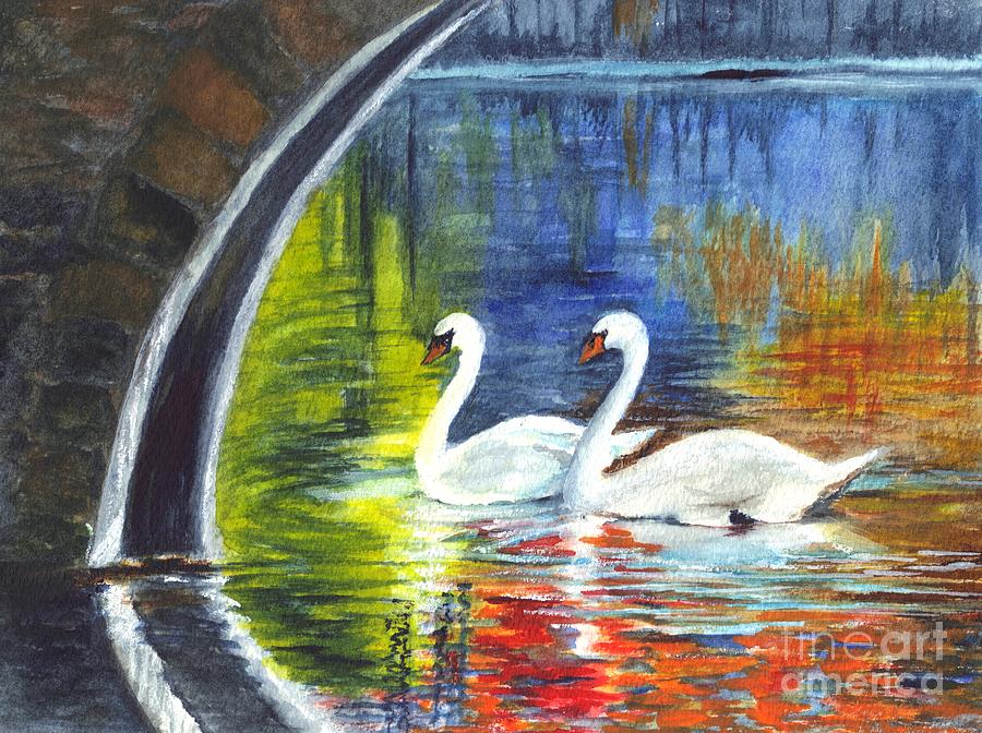 Swan Lake Painting by Carol Wisniewski