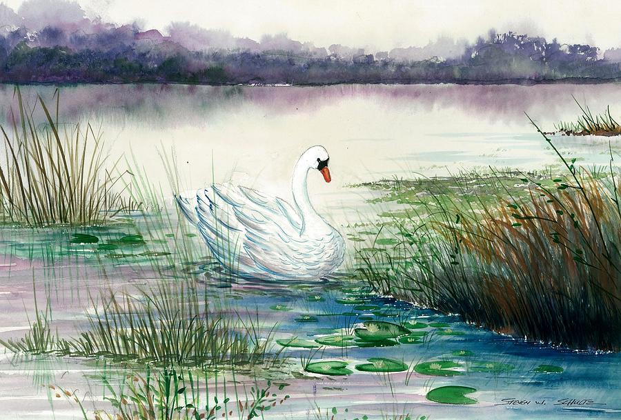 Swan Painting - Swan Lake by Steven Schultz
