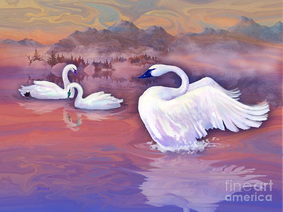 Swan Lake Painting by Teresa Ascone