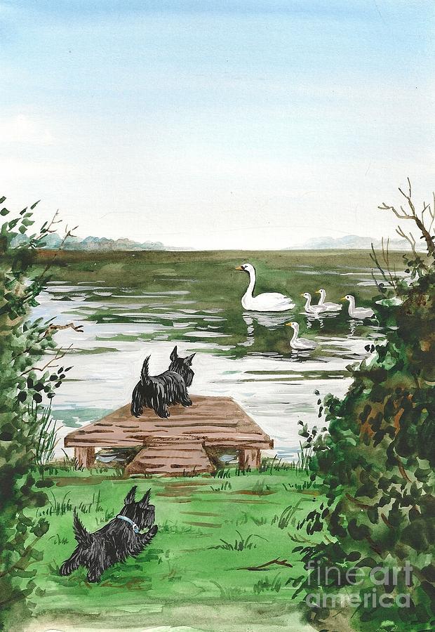 Swan Swan Swan Get Back Here Painting by Margaryta Yermolayeva