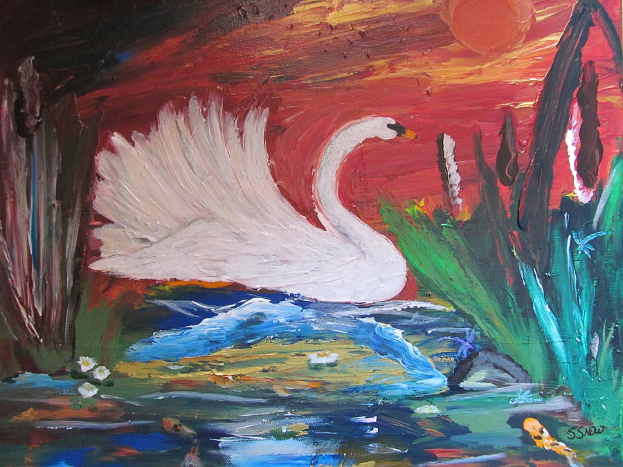 Swan Van Gogh  Painting by Susan Voidets