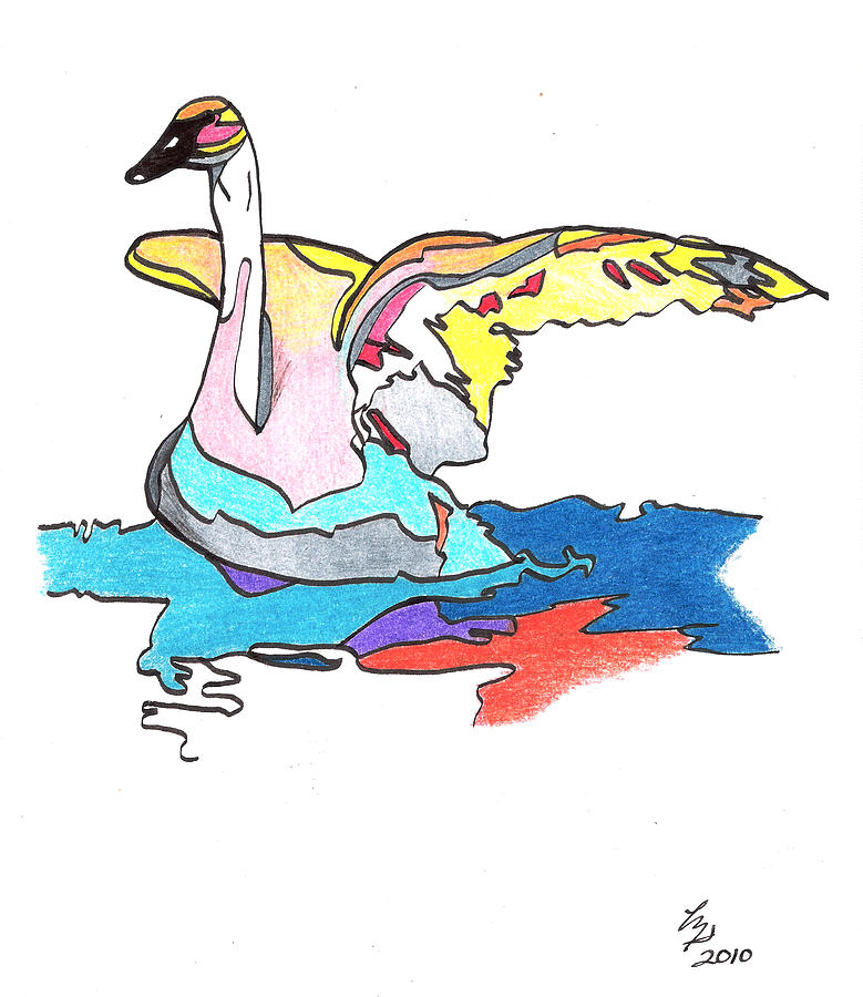Swan2010 Drawing by Loretta Nash