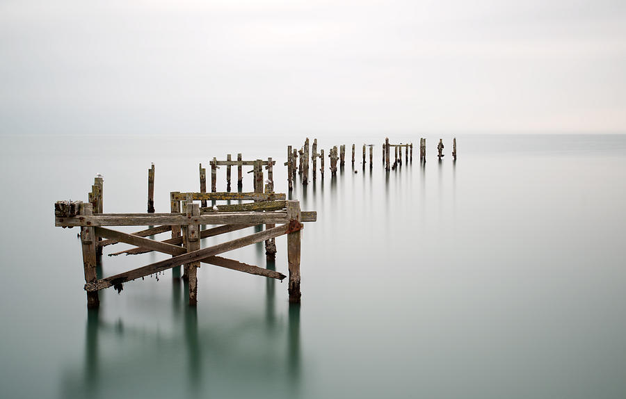 Landscape Photograph - Swanage Old Pier long exposure landscape by Matthew Gibson