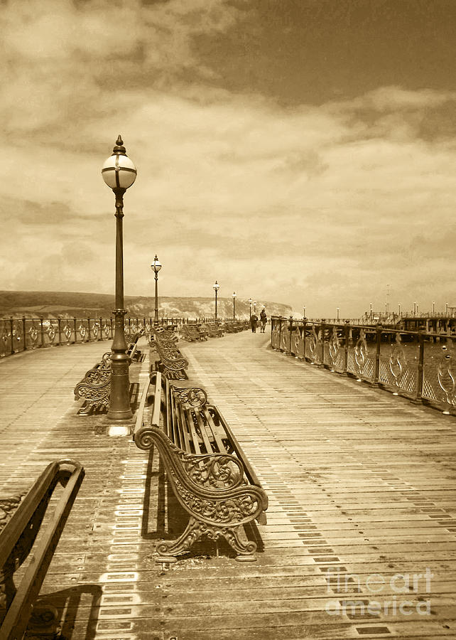 Swanage Pier In Sepia Photograph by Linsey Williams