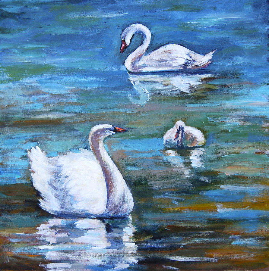 Swans Painting by Ingrid Dohm
