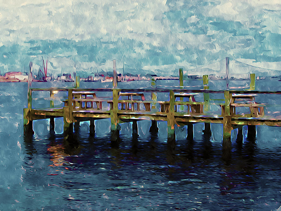 Swansboro Dock 1 Painting by Jeelan Clark