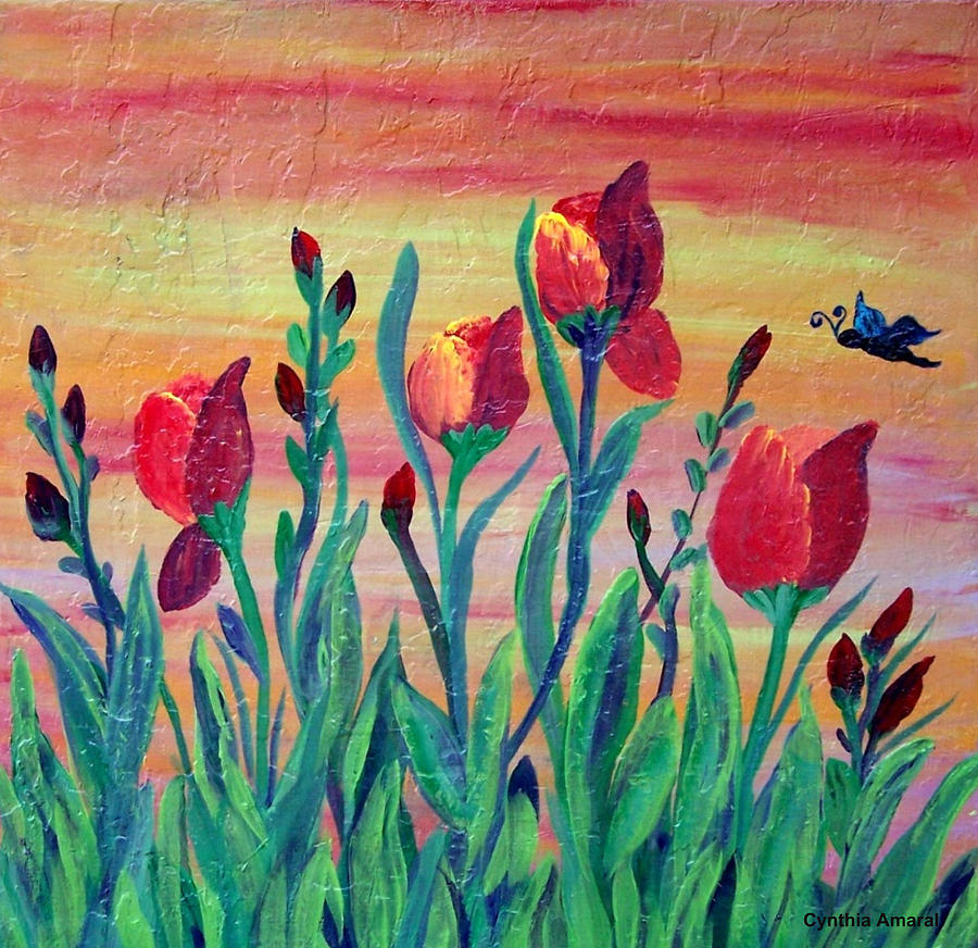 Flower Painting - Swaying by Cynthia Amaral
