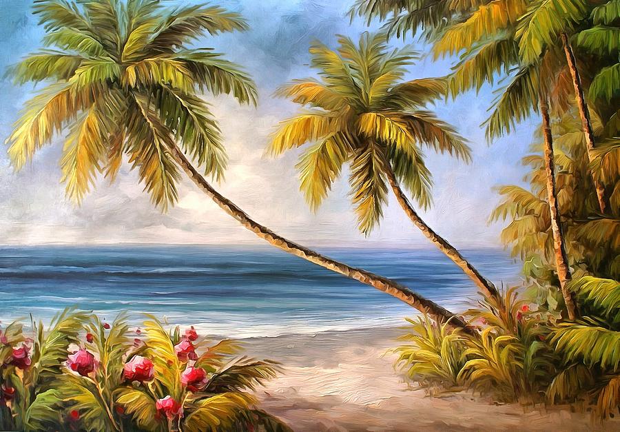 Flower Painting - Swaying Palms by Studio Artist