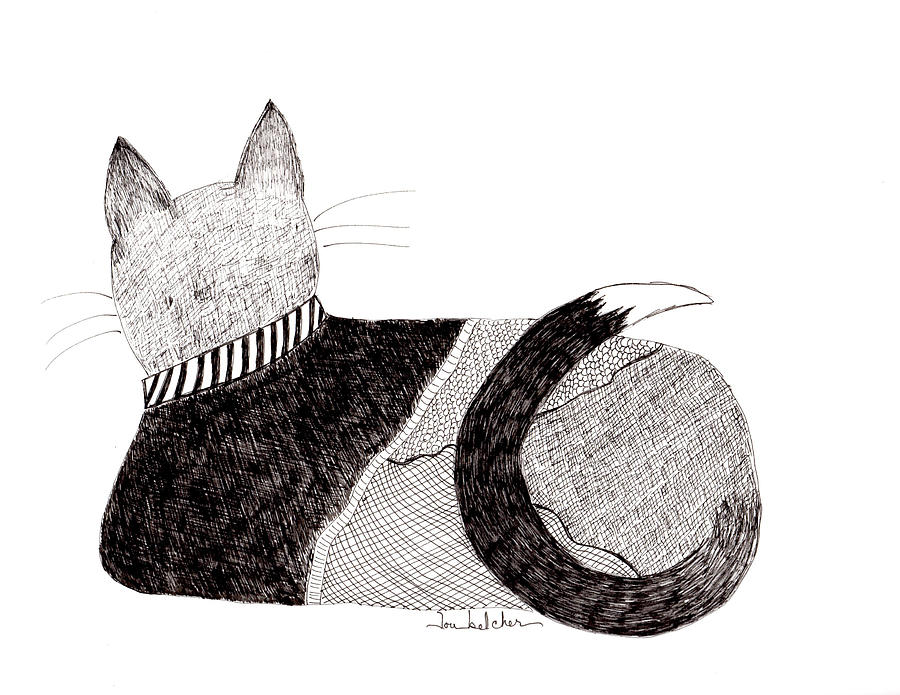 Sweater Cat Drawing by Lou Belcher