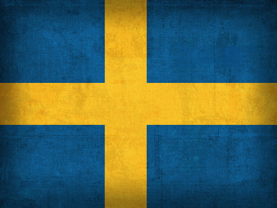 Sweden Flag Vintage Distressed Finish Mixed Media by Design Turnpike