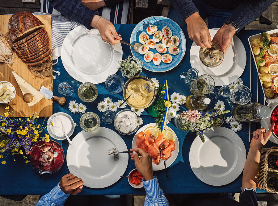 Swedish summer Midsommar Midsummer celebration dinner party Photograph by Knape
